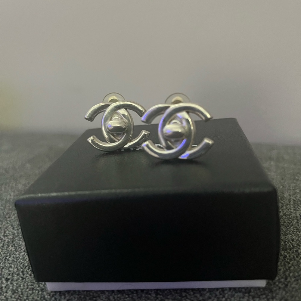 Chanel silver turnlock  Earrings